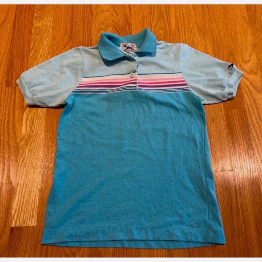 Vintage JCPenneys the fox Striped Kids Polo Shirt girls large
